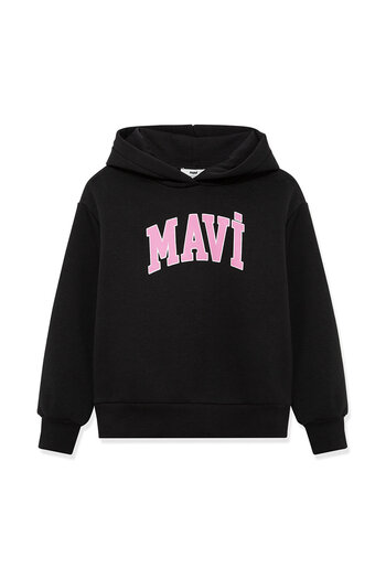 Mavi Anthrazitfarbenes Sweatshirt mit Kapuze und Logo-Aufdruck7610035-70087
