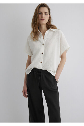Mavi Textured Ecru Shirt Loose Fit / Loose Relaxed Cut 1210758 -70057
