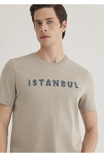 Mavi Γκρι μπλουζάκι με στάμπα Istanbul Slim Fit -066282-31935