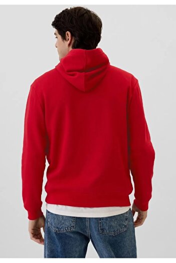 GAP V-Heritage Logo SNL 674148 Erkek Kapüşonlu Sweatshirt KIRMIZI