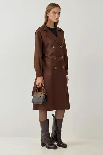 Hiccup Bdart Buttoned Two Lapel Long Trench Coat