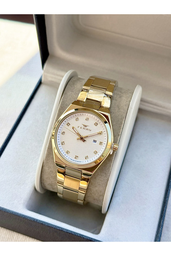 FERRO Yellow Steel Cord Women Wristwatch Fl21631Awt-B 3Atm Waterproof 2 Year Warranty Giftpackage