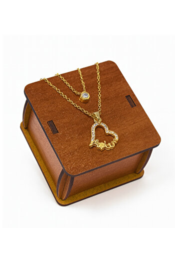 NİLOŞUM Özgüneroyuncak Gift Set for Loved Ones – 90 cm Plush Teddy Bear & 24 Carat Gold Plated Necklace