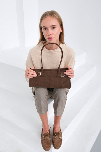 Shule Bags Enyola Vintage Suede Bag Brown