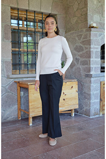 Fatma Atasoy Gabardine Black Flared Trousers