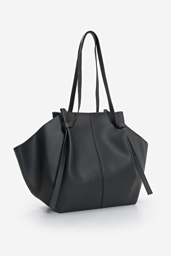 Marjin Women's Shopper Shoulder Bag with Inner Bag and Zipper Detvis Black