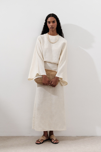 Manuka Linen Wide Tie Dress Vanilla