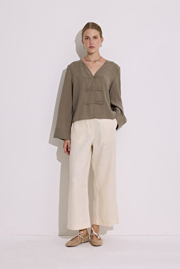 Manuka Modal Wide Sleeve Blouse Khaki