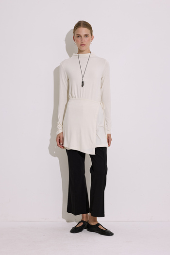 Manuka Draped Blouse with Tie Detail İnci̇