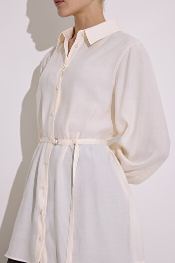 Manuka Modal Belted Shirt Ecru