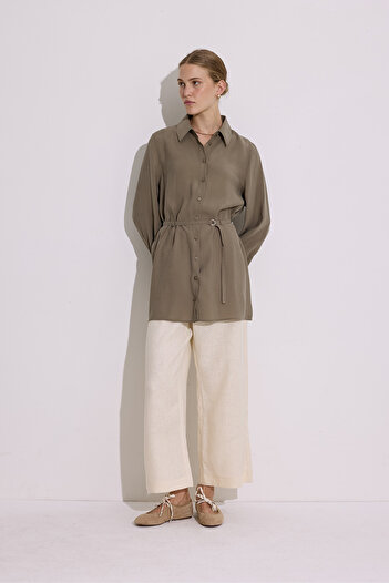 Manuka Modal Belted Shirt Khaki