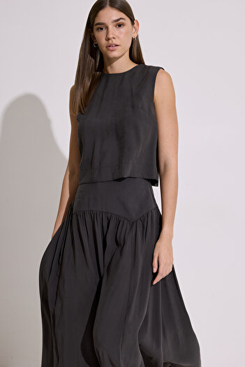 Manuka Modal Sleeveless Short Blouse Anthracite