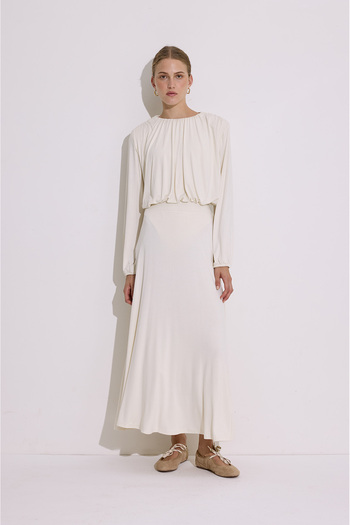 Manuka Draped Balloon Shape Blouse İnci
