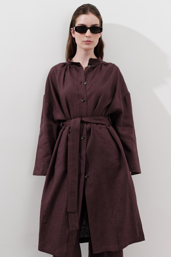 Manuka Linen Belt Long Tunic Plum
