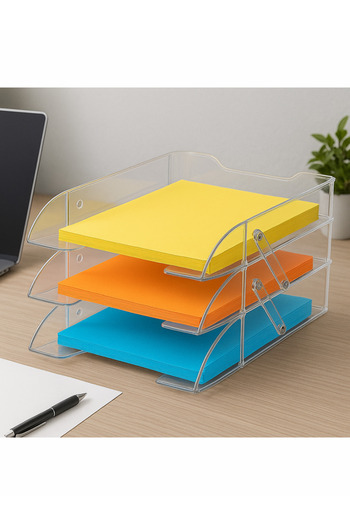 Mas Document Rack – 3-Tier Transparent Plastic Movable Model - Code:Mas1803