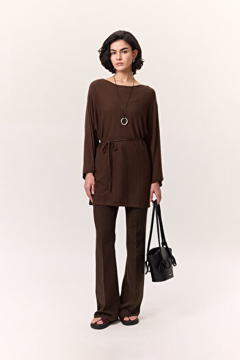 Manuka Trico Tunic with Belt Brown