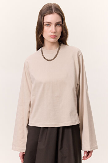 Manuka Long Sleeve Short Tshirt Stone