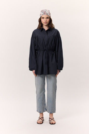 Manuka Tunic with Drawstring Detail Navy Blue