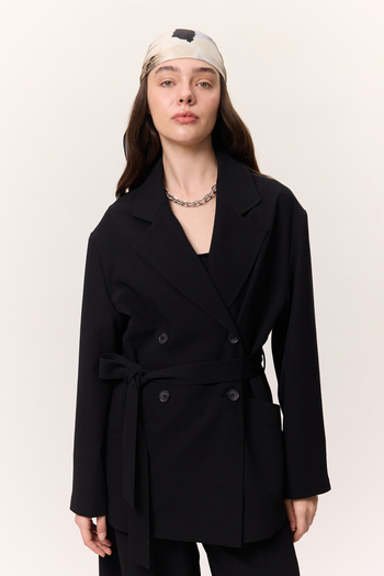 Manuka Black Draped Pleated Trousers