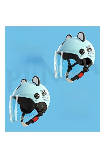 OEM Bike Protection Helmet for Kids – Panda Blue Model, with visor