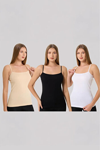 Clara Butik 3 Πακέτο Basic String Strap Tank Top