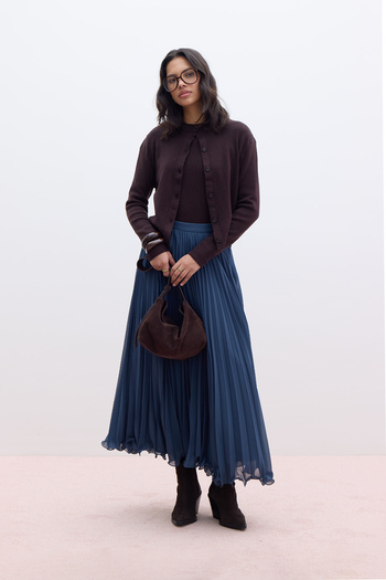 Manuka Petrol Color Pleated Skirt