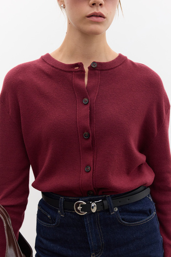 Manuka Claret Red Knitwear Cardigan - Soft Textured