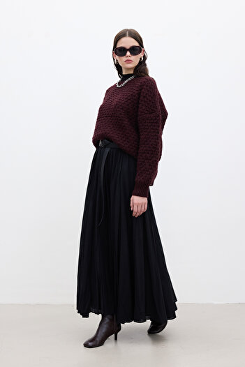 Manuka Black Pleated Maxi Skirt