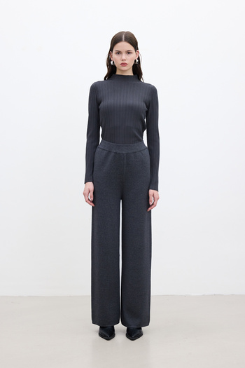 Manuka Anthracite Straight Leg Knitwear Trousers