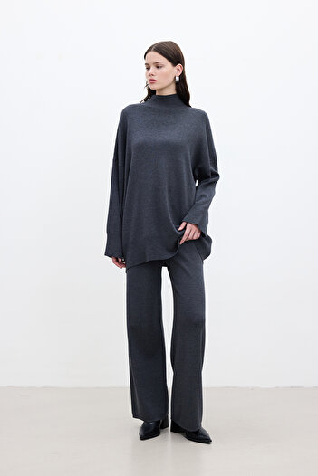 Manuka Anthracite Straight Leg Knitwear Trousers