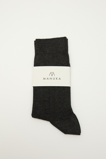 Manuka Anthracite Color Classic Corded Socks
