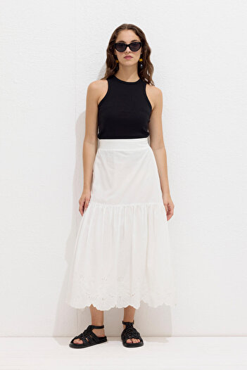 Manuka Ecru Skirt - Embroidered
