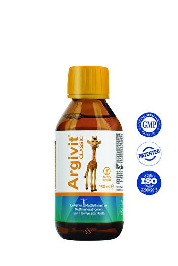Argivit L-Arginine Multivitamin & Mineral Syrup 150ml - Natural Orange & Vanilla Flavor