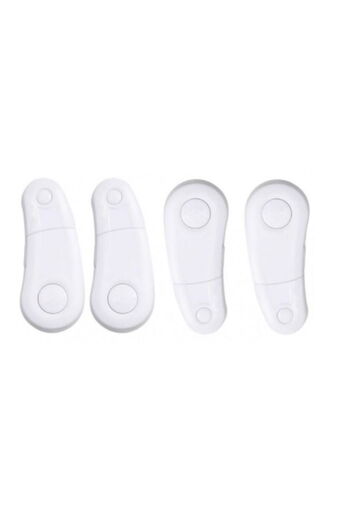 Empria Set 4 bucati sigurante rotative, pentru usi dulap, 9.3 x 3.5 x 1.5 cm, Alb, siguranta bebe