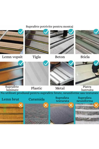 Empria Banda antialunecare cu autoadeziv pentru trepte, rezistenta la apa, PVC, 5x500 cm, antiderapanta