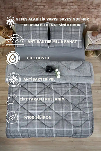 Sudemhome Double Lux Welsoft Elite Quilt - Soft Fleece and Pillowcase Sapphire Gray