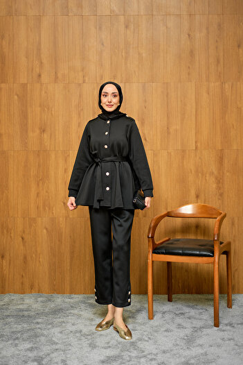 LOCCO Black Double Suit - Women's Epaulet and Belt