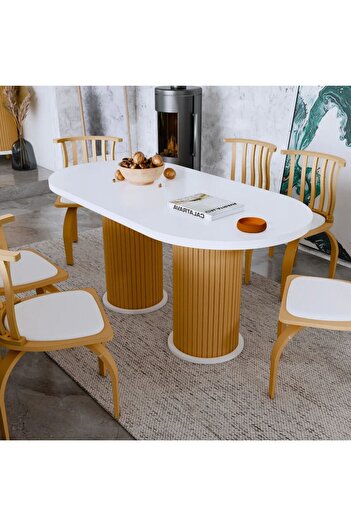 asaella mobilya Ada 90x170 Oval Yemek Masası & Mutfak Masası & Salon Masası Masa