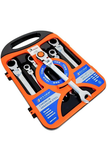STBON Ratchet combination wrench set, articulated head, 8-19mm, 7 pieces