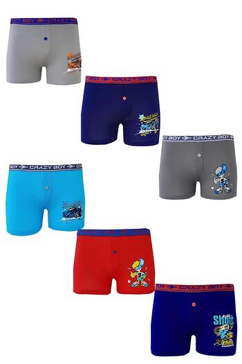 Tutku Dode Flora Tutku 0253 Boy's Mixed Patterned Economical 6-Piece Boxer
