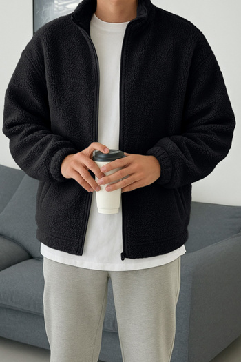 GHASSY CO. Men's Heat Thermal Underwear Outer Sherpa Autumn Winter Full Zip Plush Fleece Sweatshirt