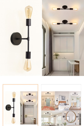 VENON 1Pc Fiesta Sconce Black Wall Lamp Modern Retro Sconce for Bedroom-Bedside-Bathroom