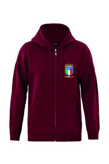 HOFFNUNG 3 Iplik Unisex Zippered Italia Logo Patterned Oversize Hoodie Sweatshirt