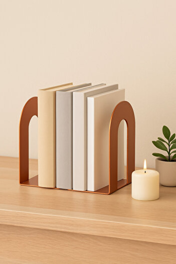 VENON 2Pcs Copper Metal Book Support Book Holder Home and Office Decorative Accessory Bookends