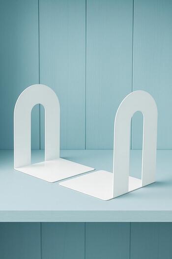 VENON 2 bucăți Suport pentru cărți din metal ALB Suport pentru cărți Accesorii decorative pentru casă și birou Suport pentru cărți