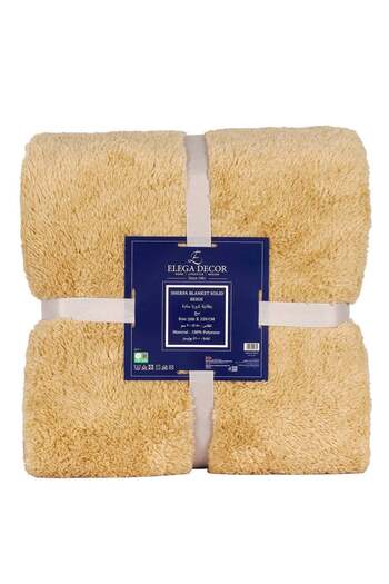 Elega Decor Sherpa Blanket Double (200x220) - Beige | Soft, Cozy Throw Blanket, Machine Washable