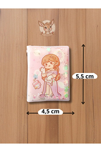 Çınar Water Glitter Kawaii Girl Themed 4.5 cm X 5.5 cm Mini Notebook (Single)