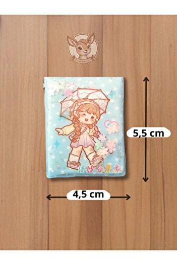 Çınar Water Glitter Kawaii Girl Themed 4.5 cm X 5.5 cm Mini Notebook (Single)