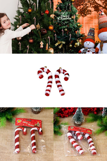 CANVELA 2 Pieces Christmas Pine Tree Cane Ornaments