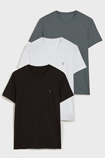 COMBİNE MİCHAİL Standard Pattern Basic T-Shirt 3 Pack 1000